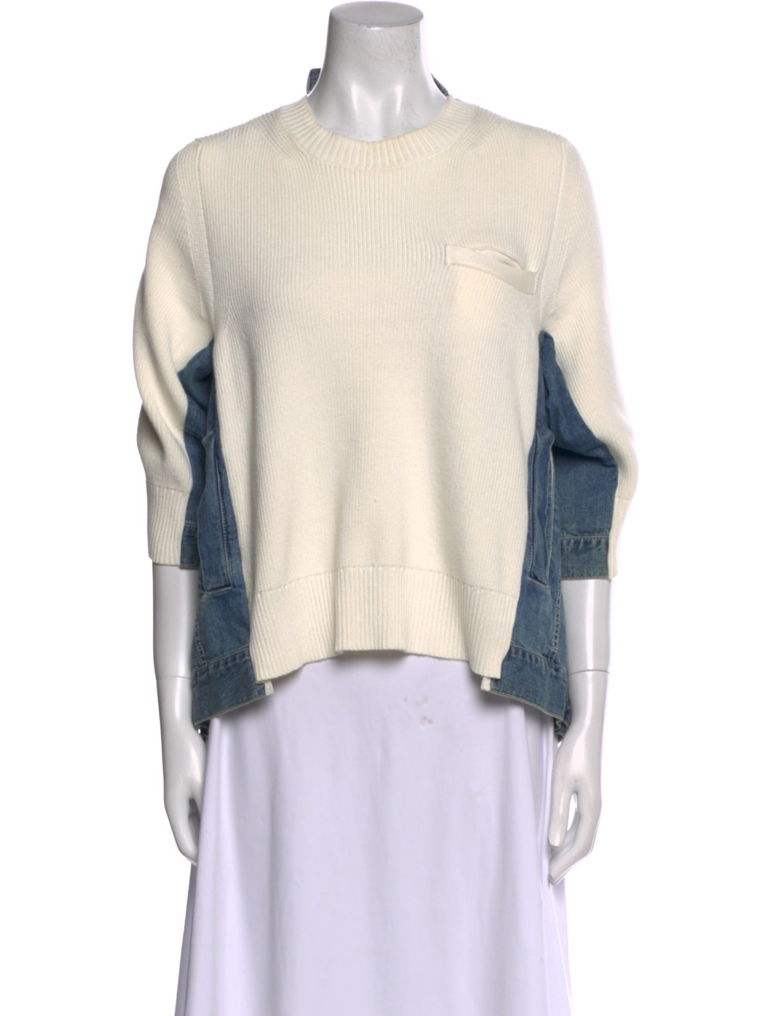 Sacai Mock Neck Three-Quarter Sleeve Top