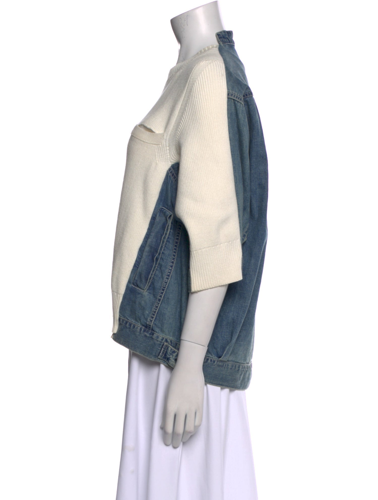 Sacai Mock Neck Three-Quarter Sleeve Top