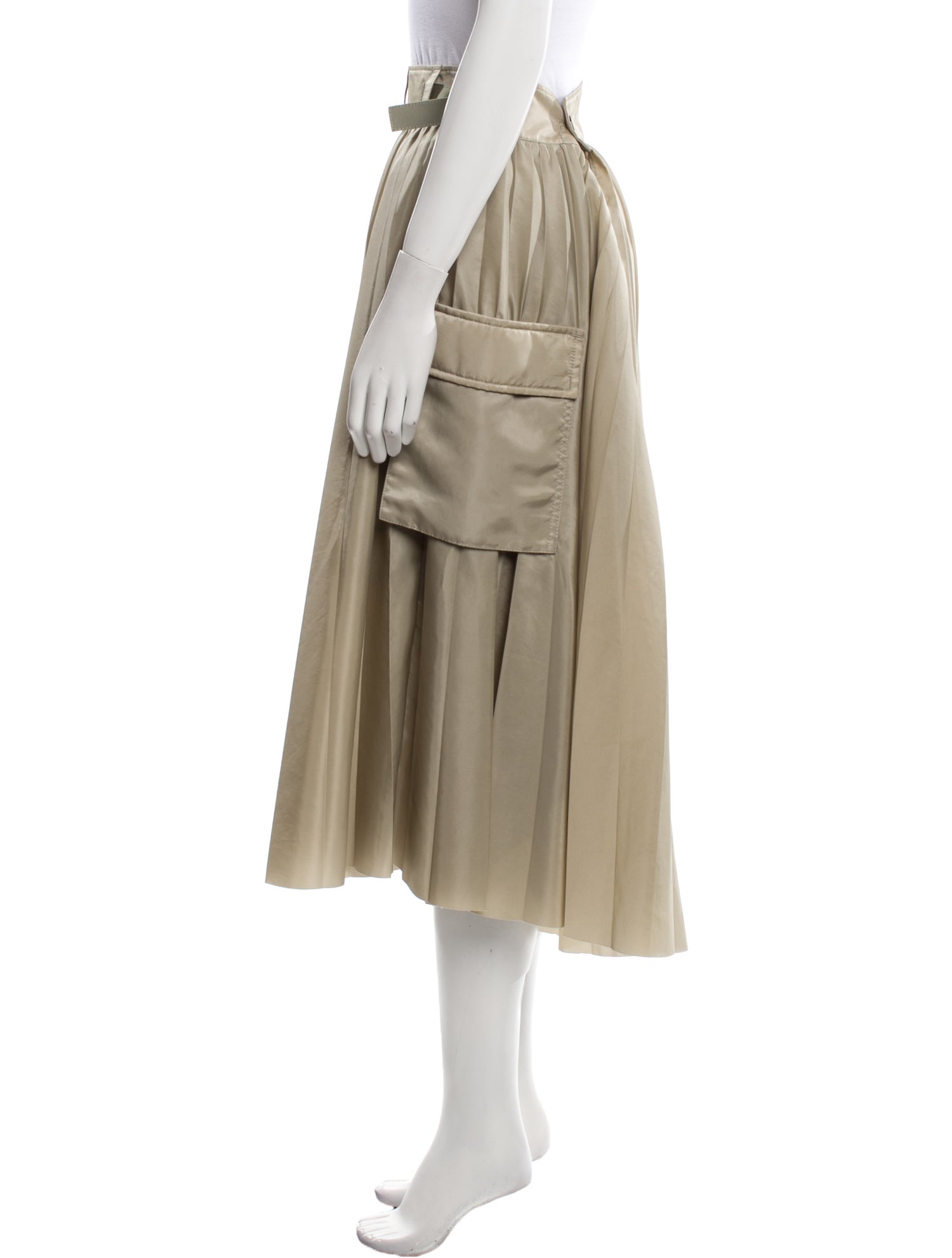 Sacai Pleated Accents Midi Length Skirt