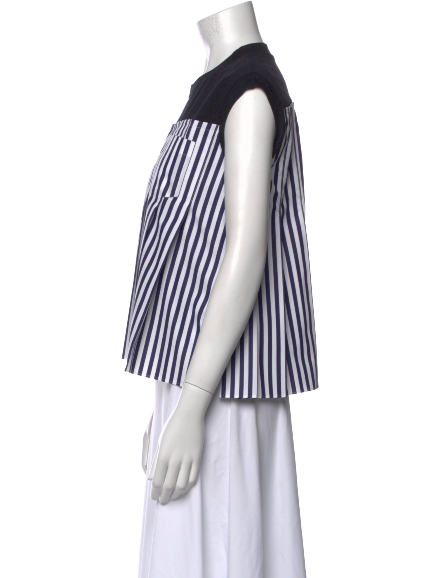 Sacai Striped Crew Neck Crop Top