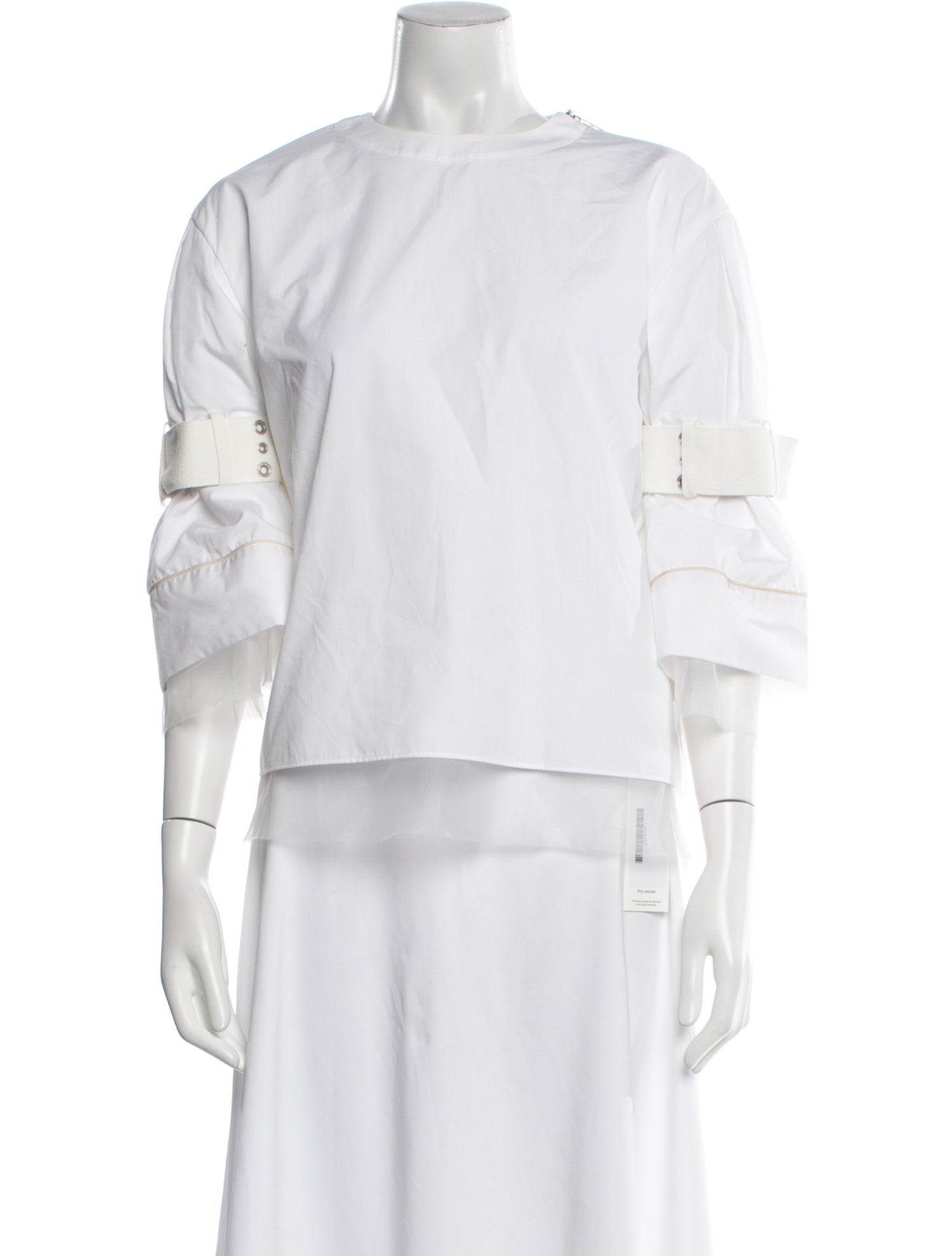 Sacai Bateau Neckline Three-Quarter Sleeve Blouse