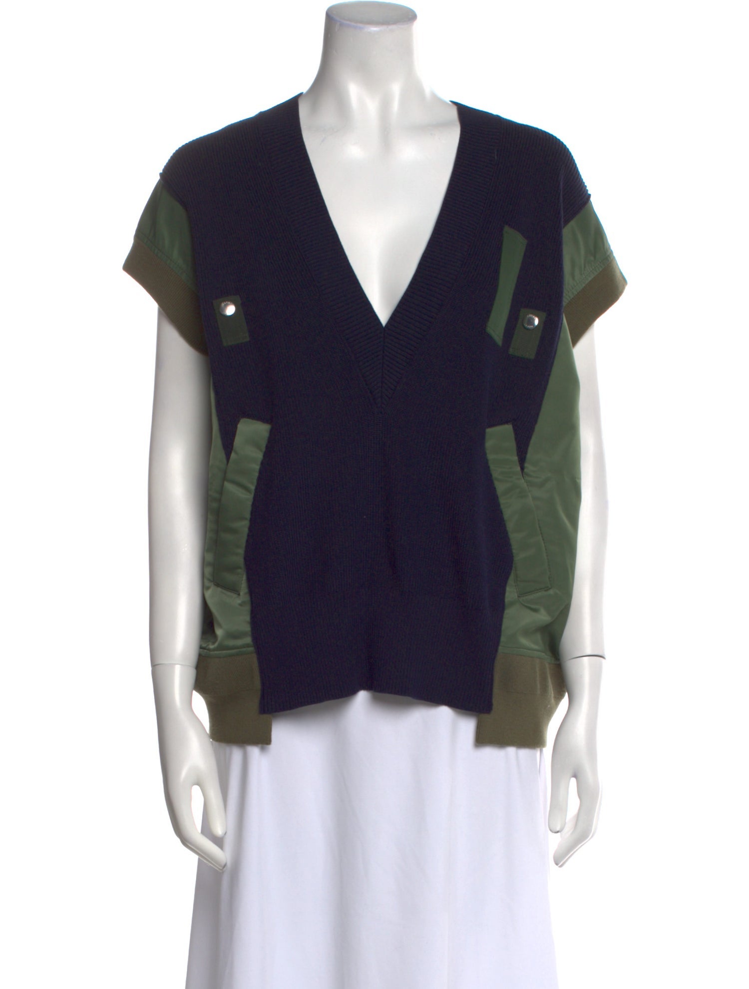 Sacai Printed V-Neck Sweater