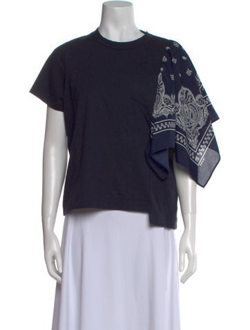 Sacai Tops Paisley Print Crew Neck T-Shirt S
