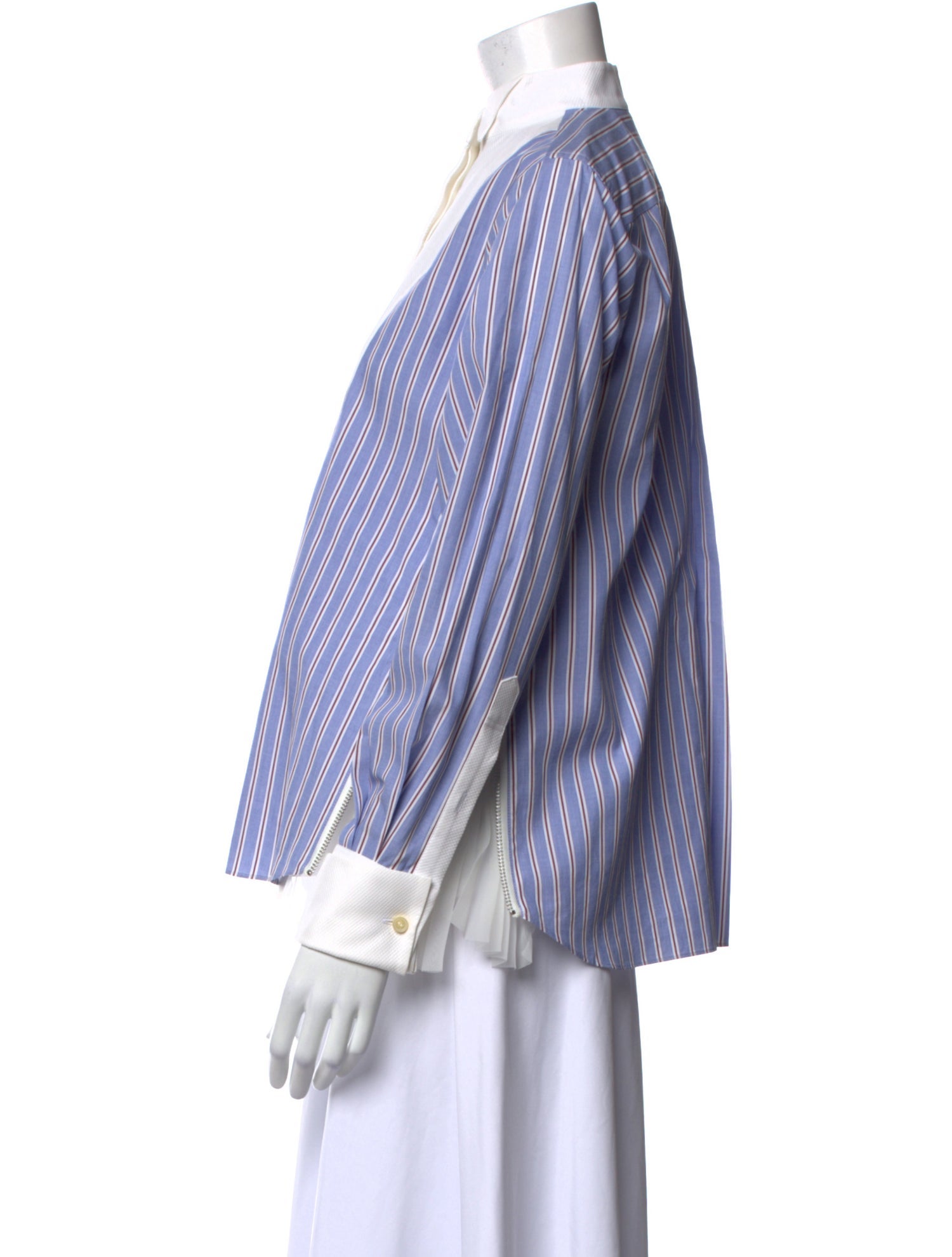 Sacai Striped Long Sleeve Button-Up Top