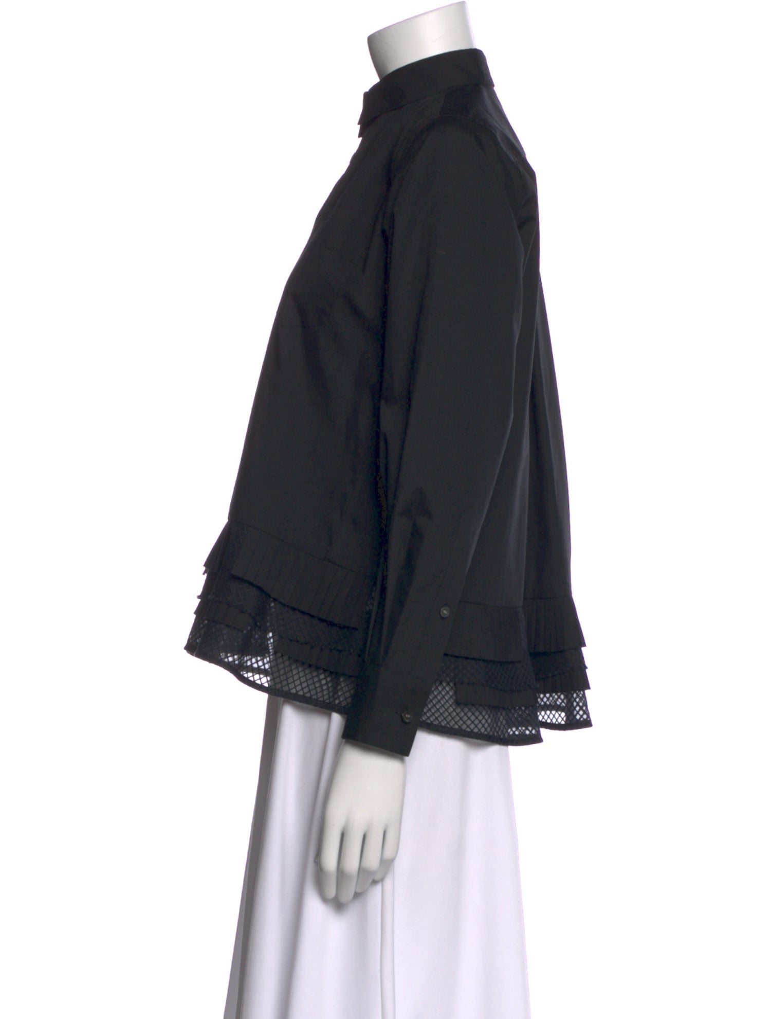 Sacai Mock Neck Long Sleeve Blouse