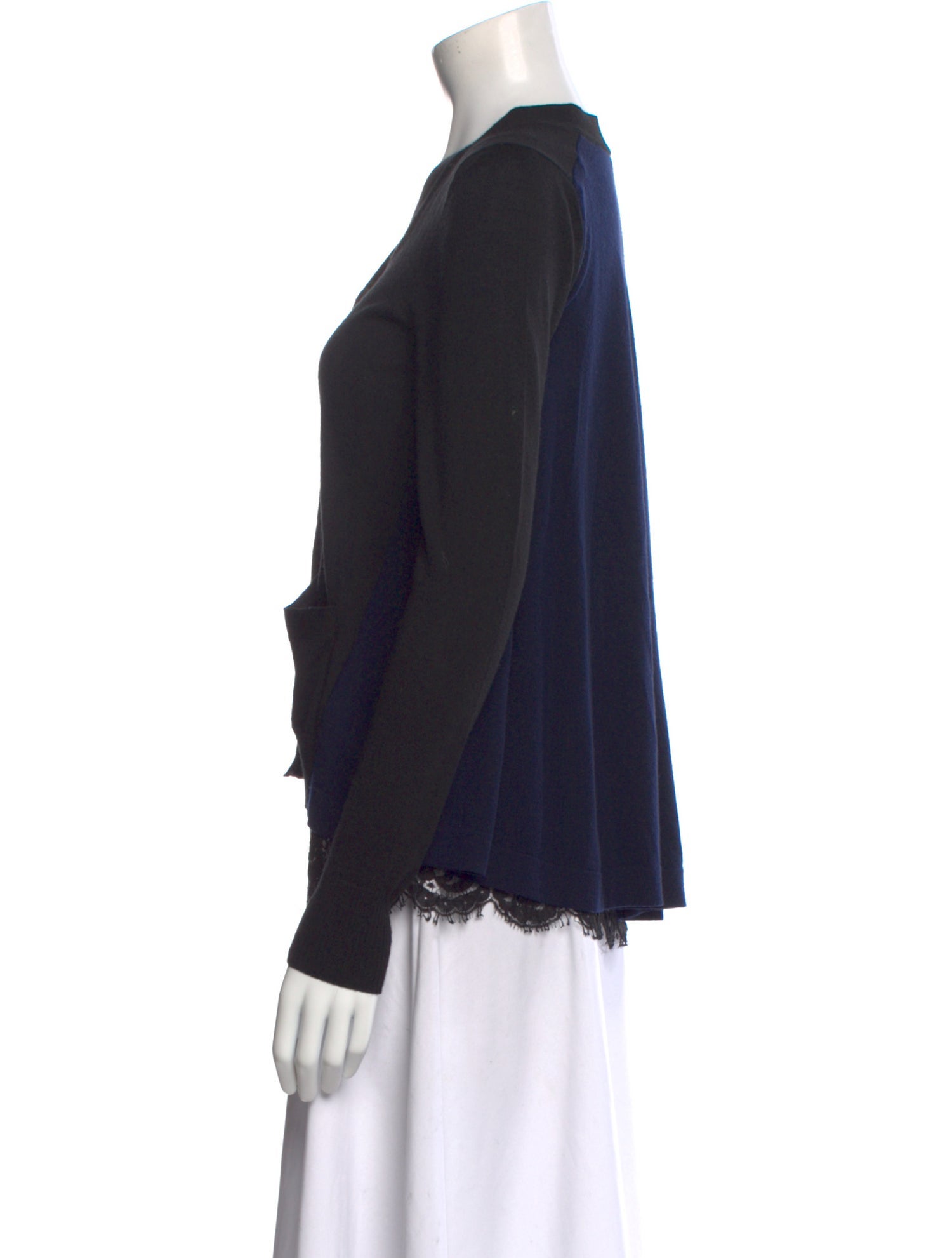 Sacai Wool V-Neck Button-Up Top