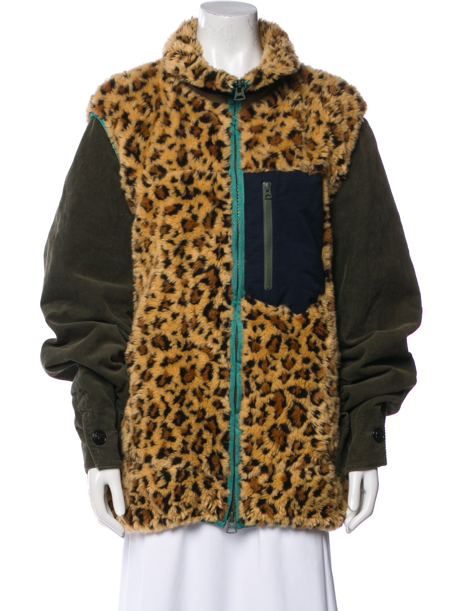Sacai Animal Print Faux Fur Jacket