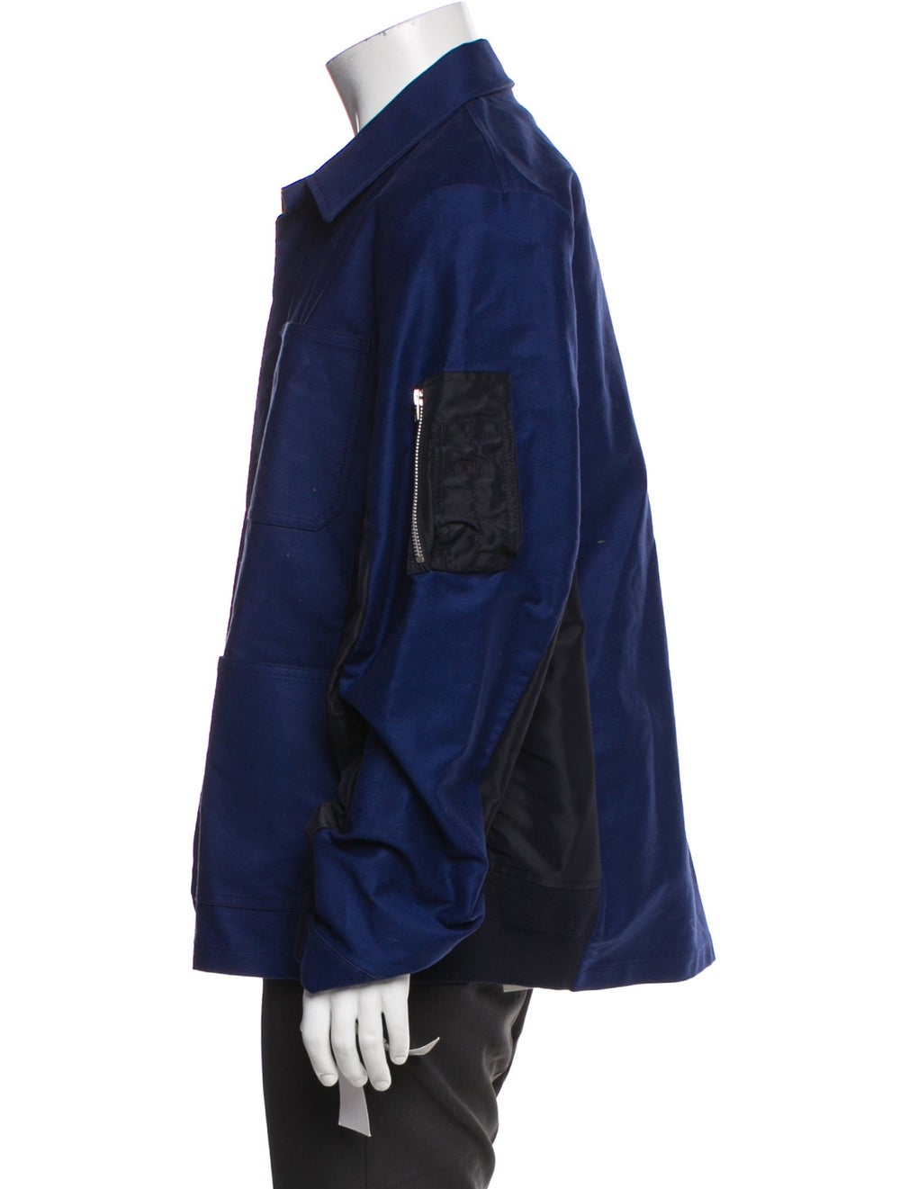 Sacai Jacket Blue Collar Patch Pockets Designer s… - image 2