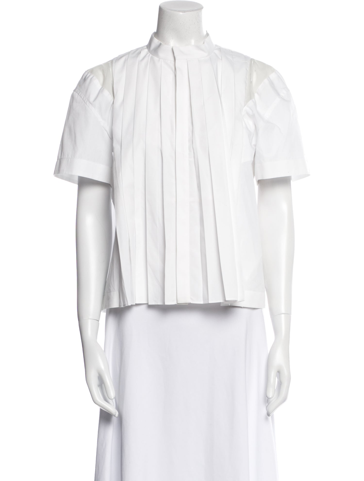 Sacai Mock Neck Short Sleeve Blouse