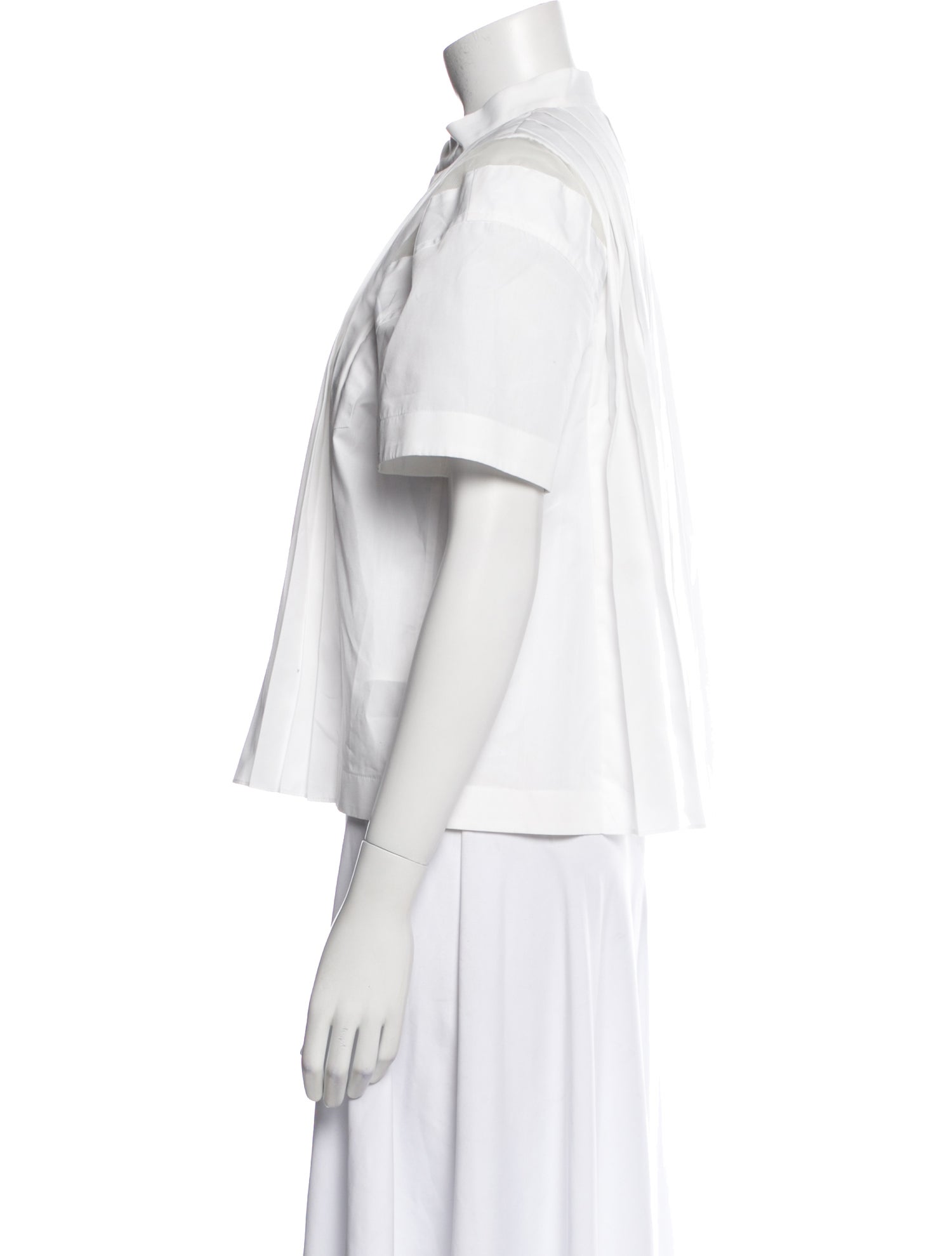 Sacai Mock Neck Short Sleeve Blouse