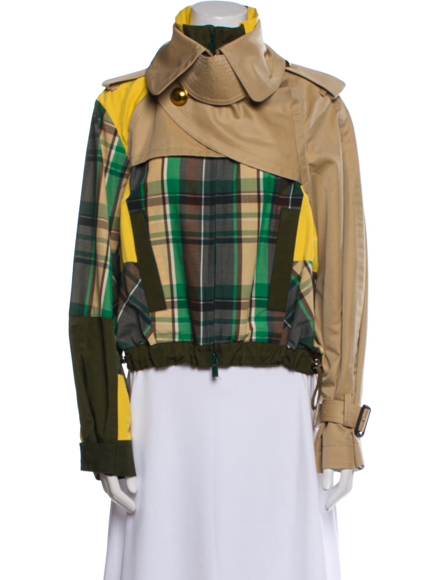 Sacai Plaid Print Biker Jacket