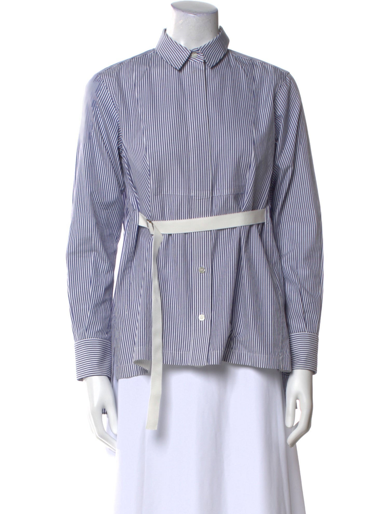 Sacai Striped Long Sleeve Button-Up Top