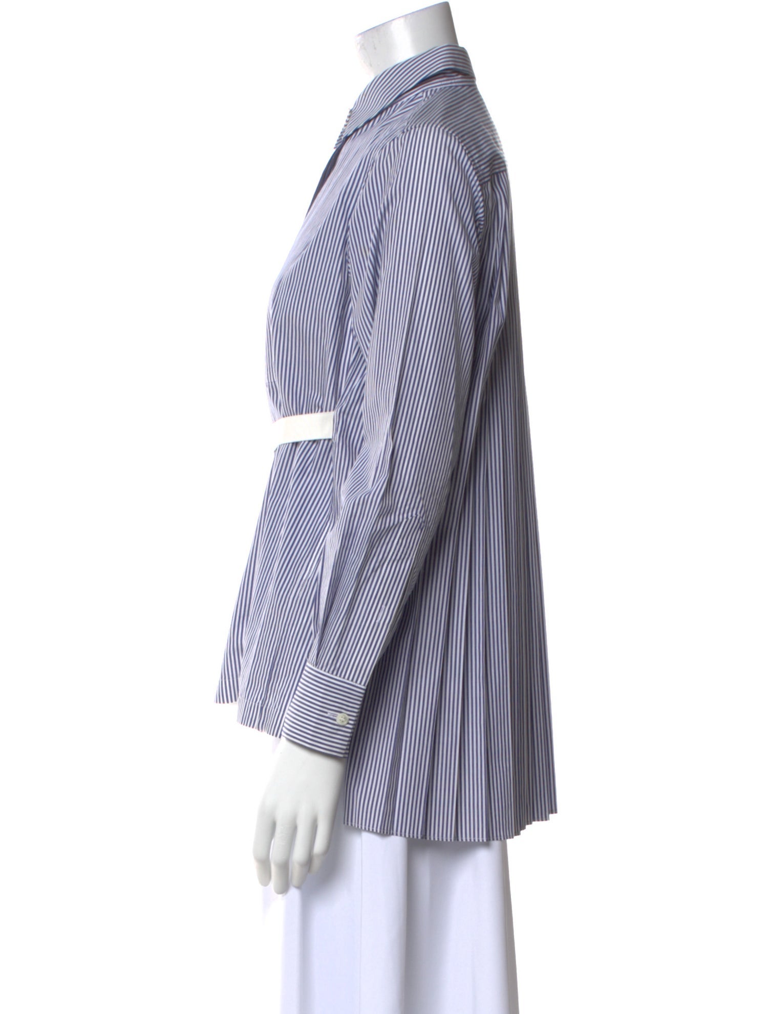 Sacai Striped Long Sleeve Button-Up Top