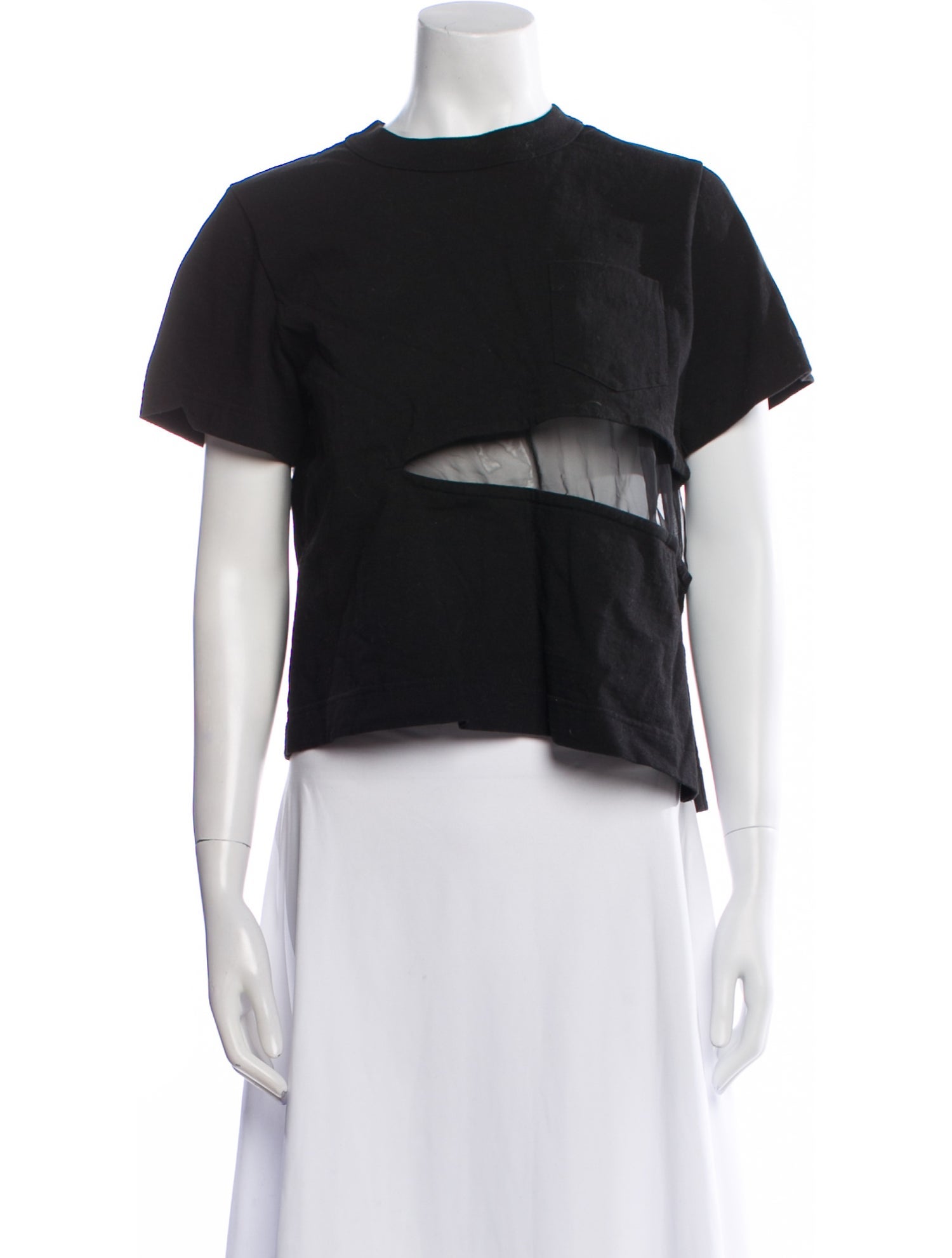 Sacai Crew Neck Short Sleeve Crop Top