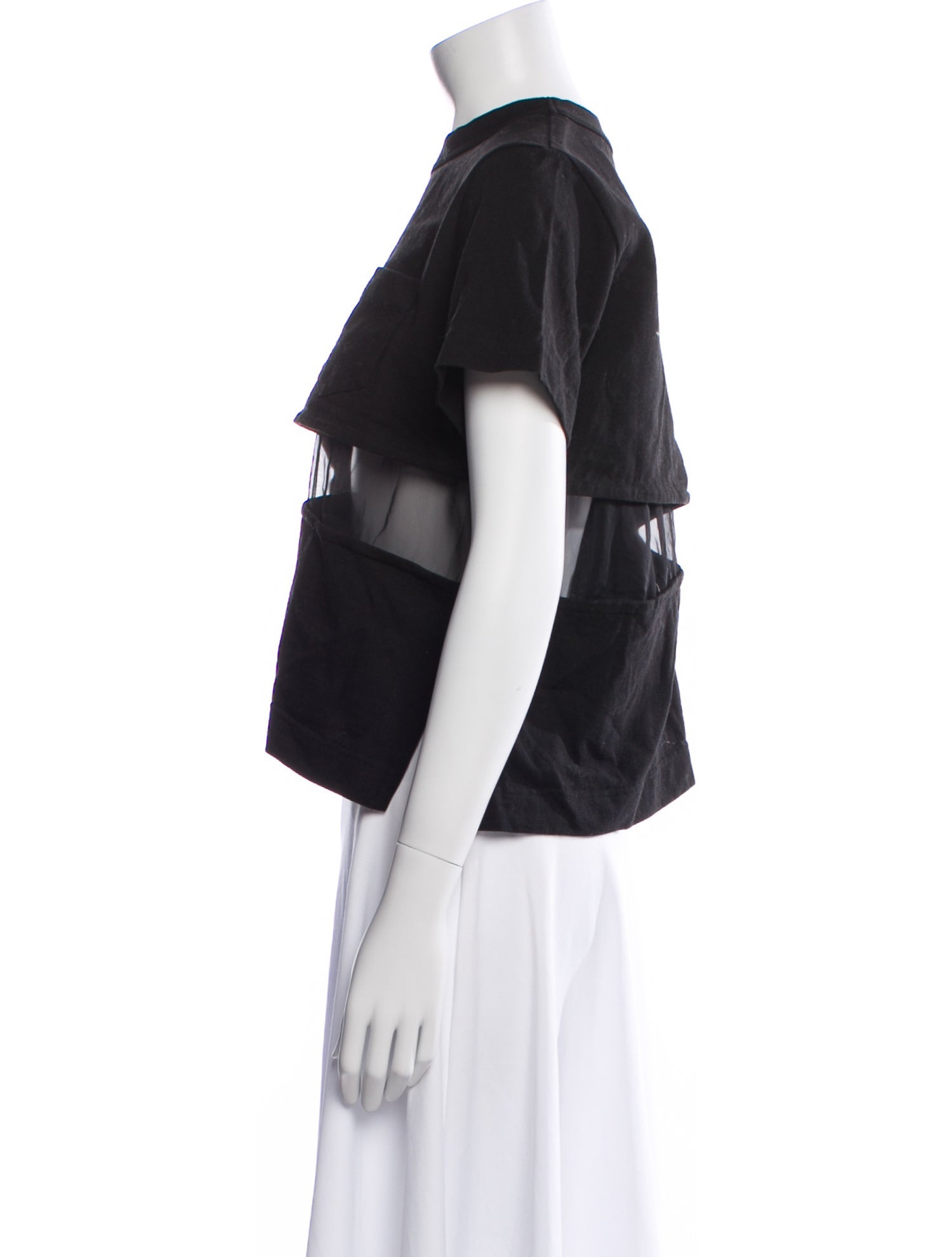 Sacai Crew Neck Short Sleeve Crop Top