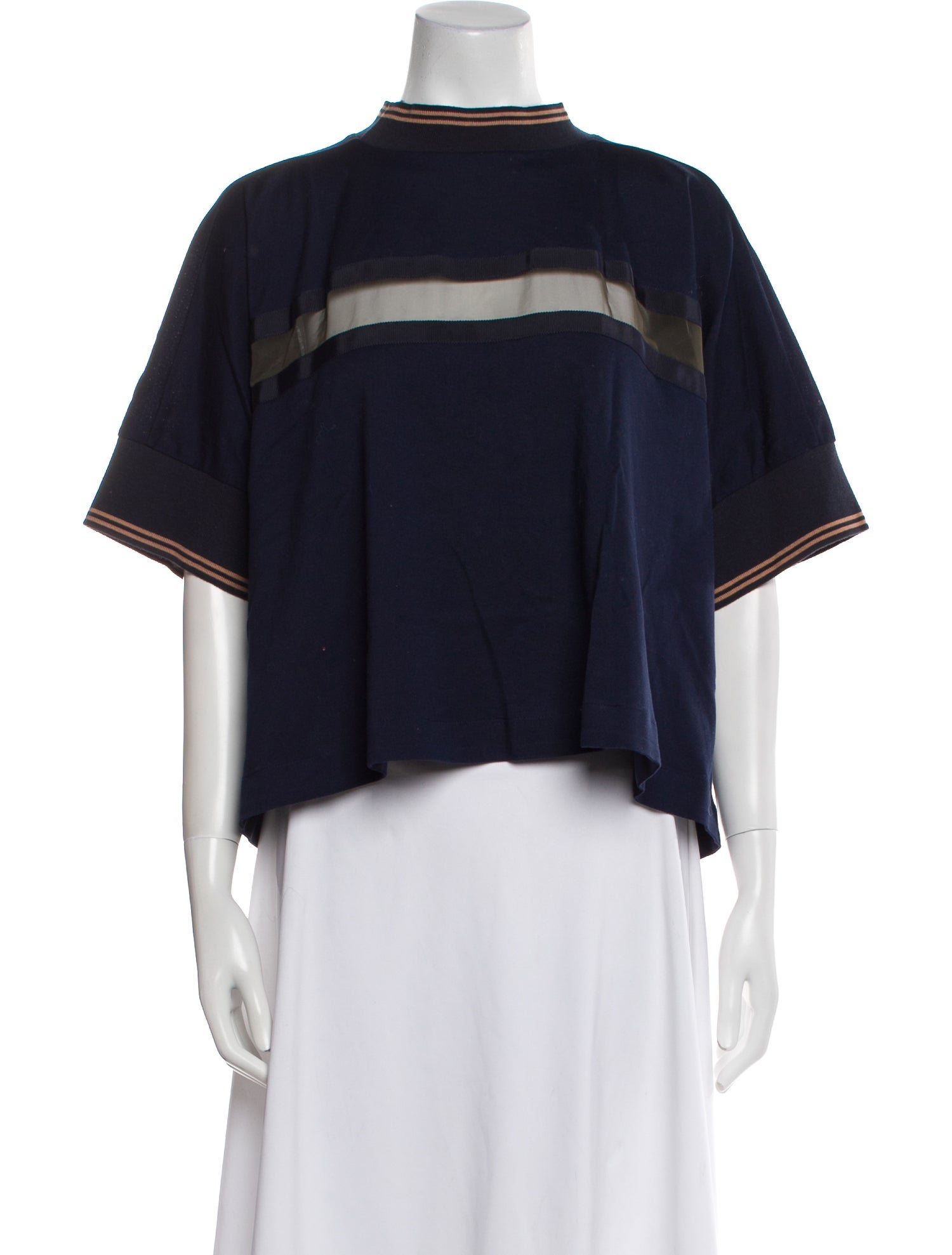 Sacai Mock Neck Short Sleeve Crop Top