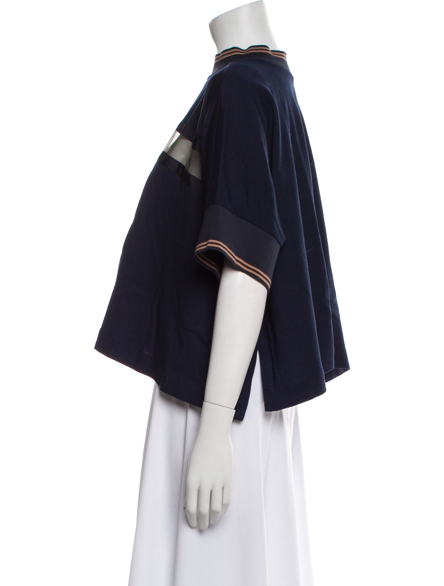 Sacai Mock Neck Short Sleeve Crop Top