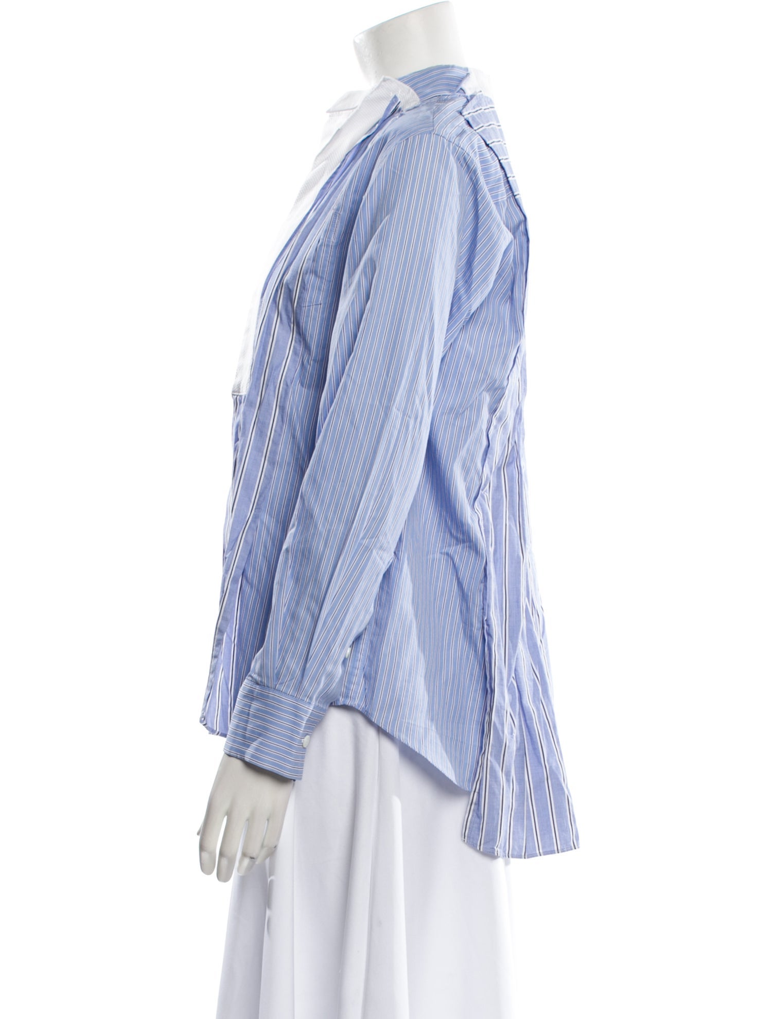 Sacai Striped Mock Neck Button-Up Top