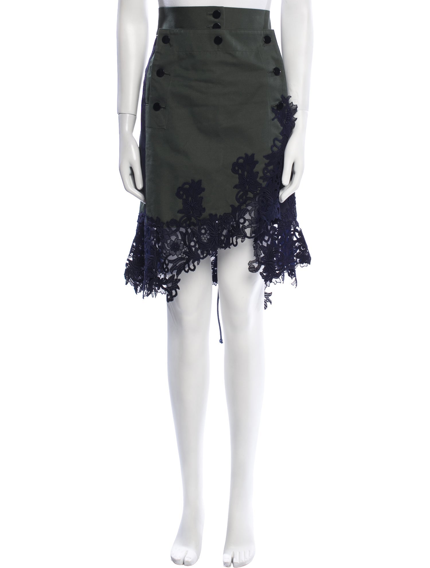 Sacai Lace Trim Embellishment Knee-Length Skirt