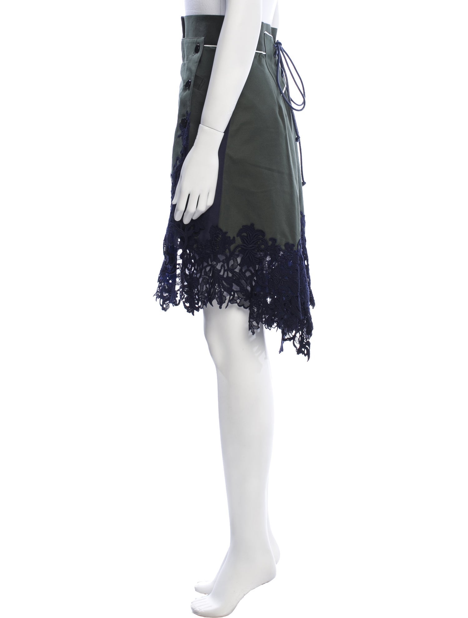 Sacai Lace Trim Embellishment Knee-Length Skirt