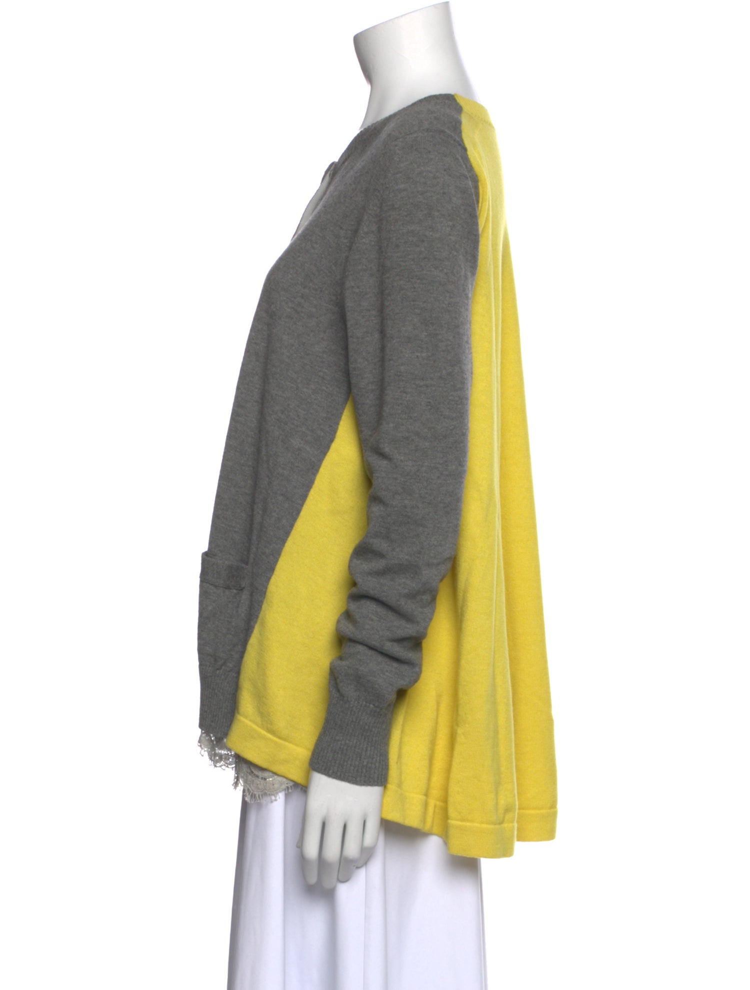 Sacai Wool Crew Neck Button-Up Top