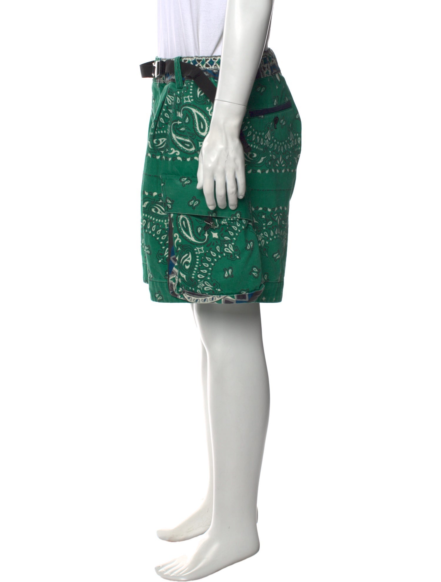 Sacai Paisley Print Cargo Shorts