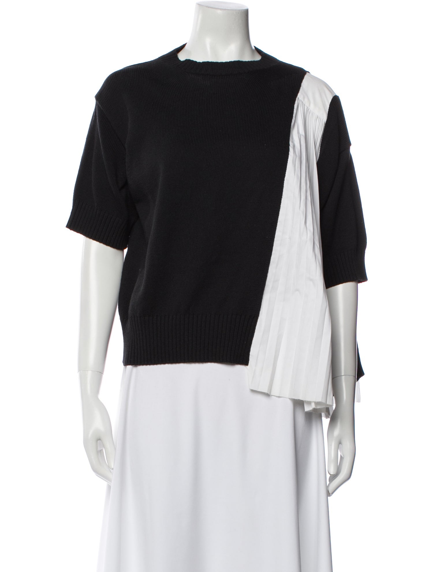 Sacai Mock Neck Three-Quarter Sleeve Top