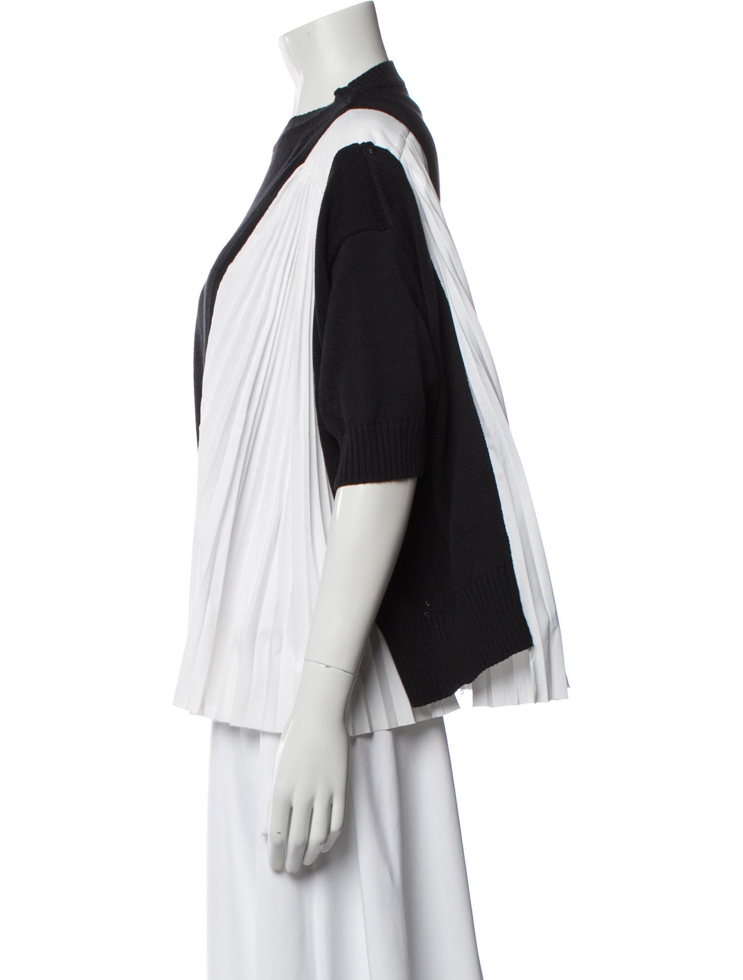 Sacai Mock Neck Three-Quarter Sleeve Top