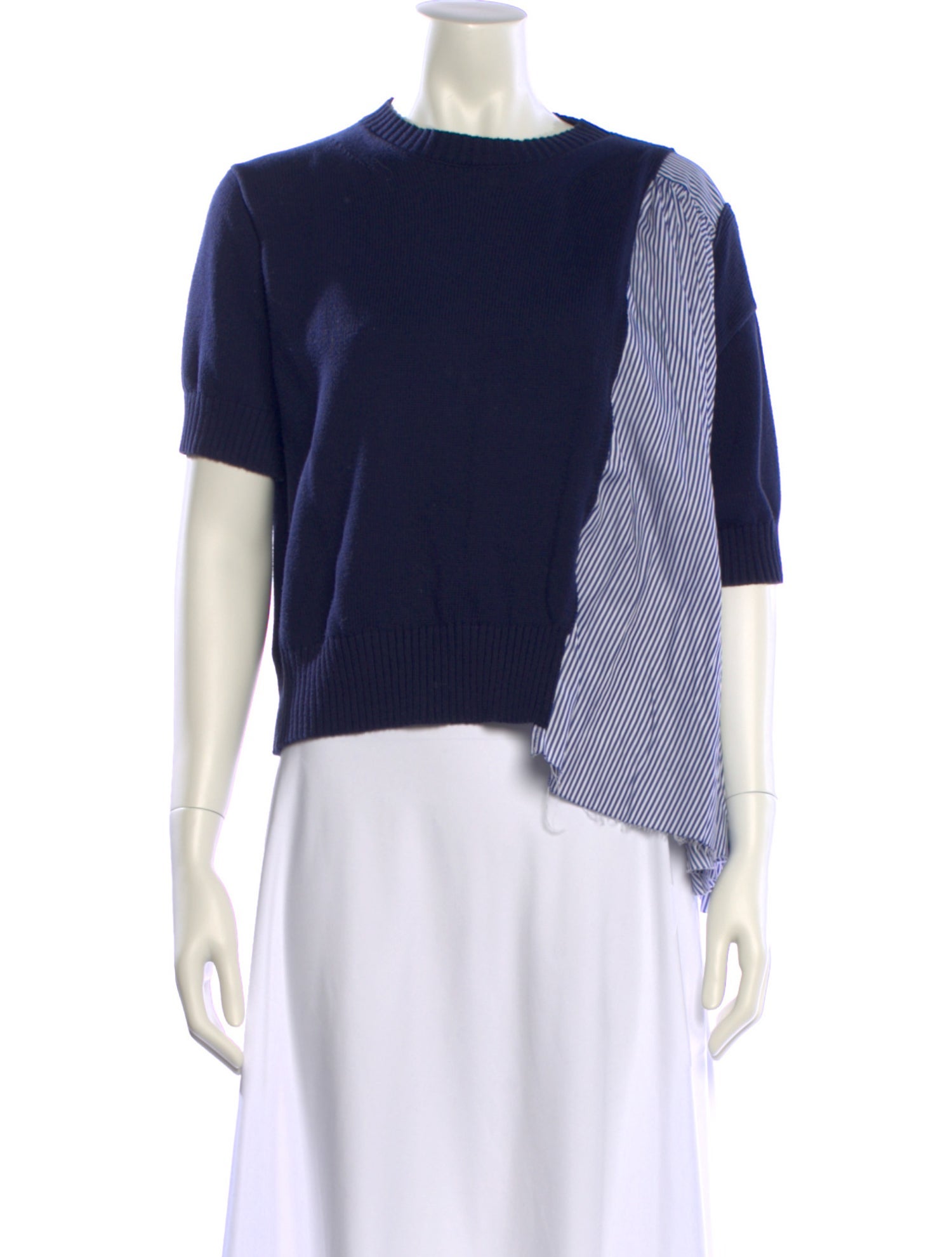 Sacai Crew Neck Short Sleeve Crop Top