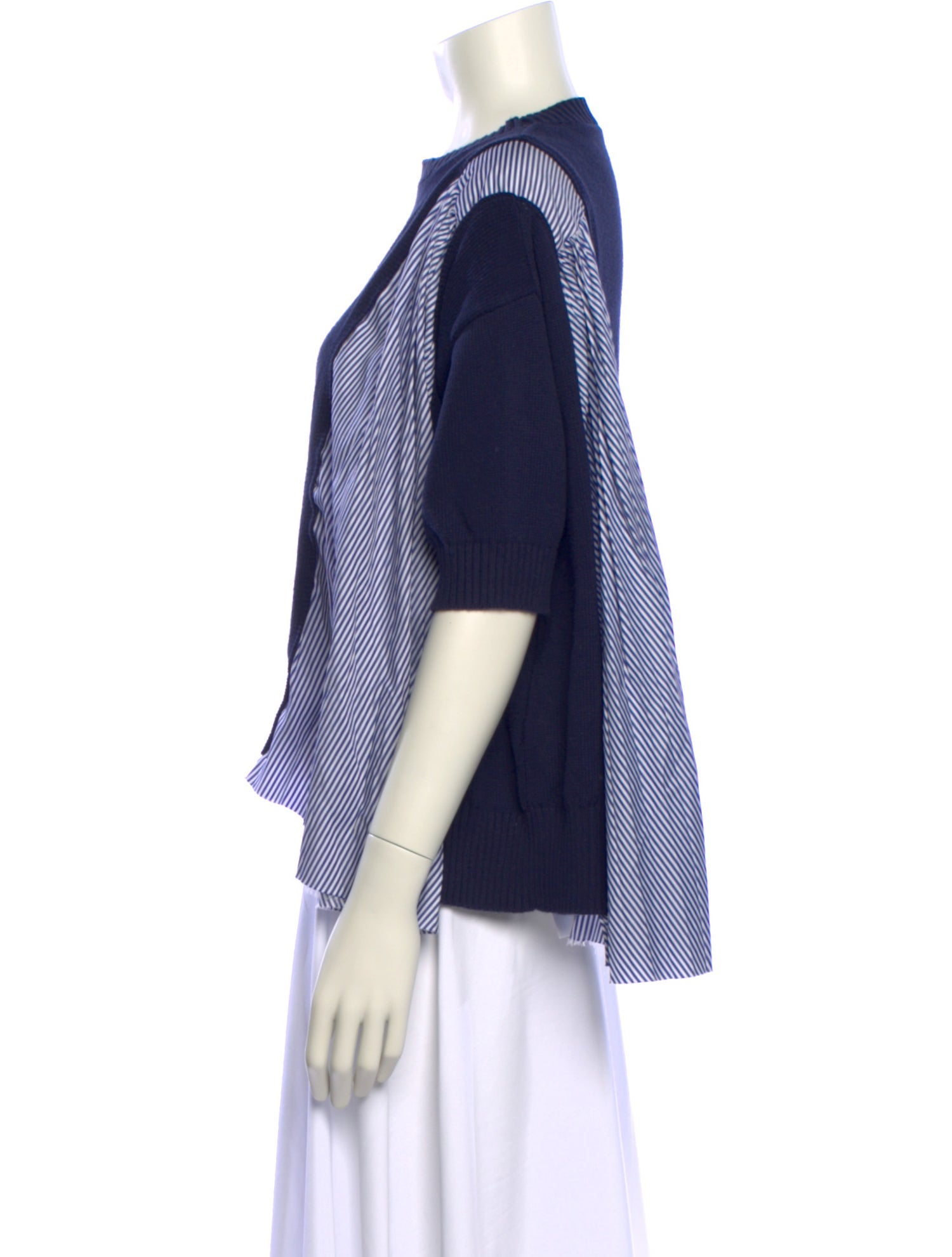 Sacai Crew Neck Short Sleeve Crop Top