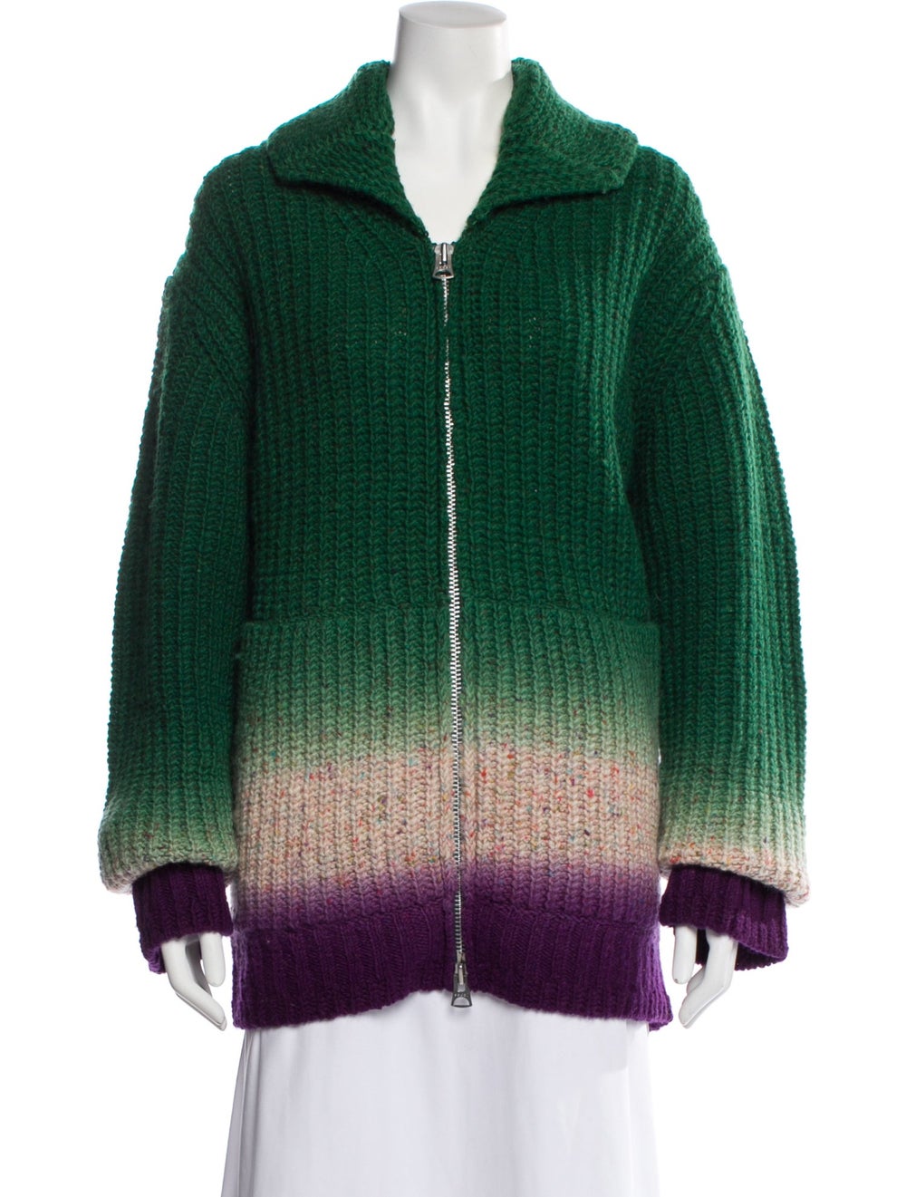 Sacai Pullover Green Colorblock Pattern Long Slee… - image 1