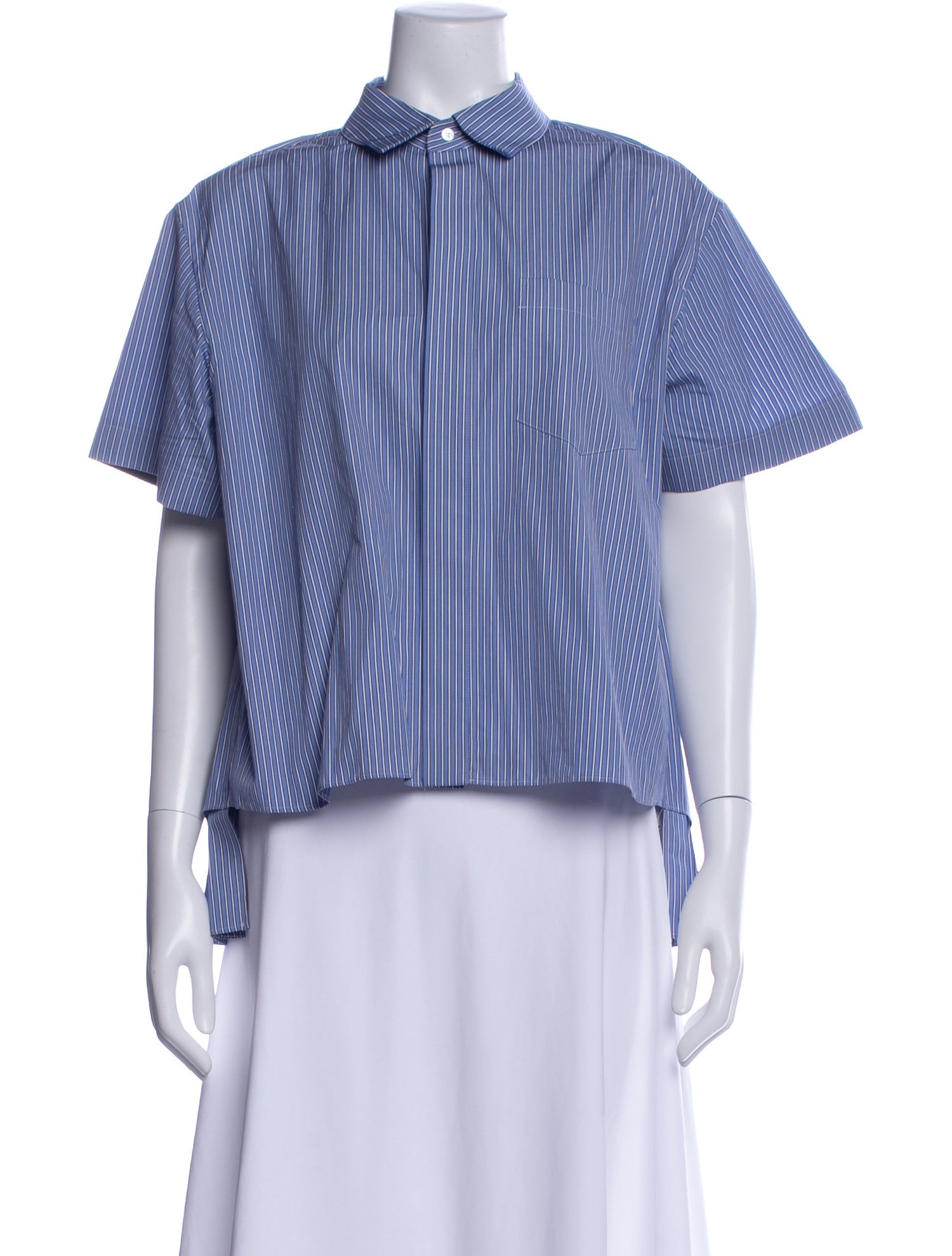 Sacai Striped Short Sleeve Blouse