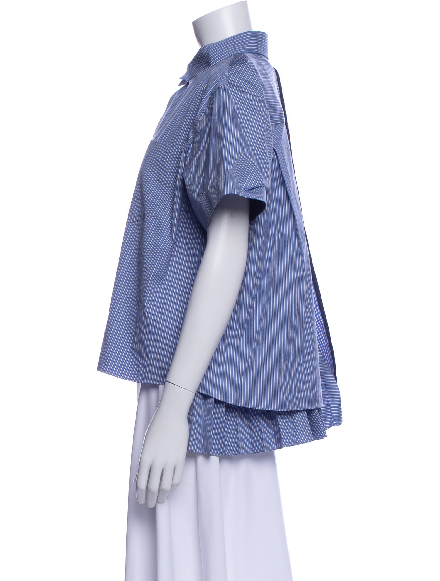 Sacai Striped Short Sleeve Blouse