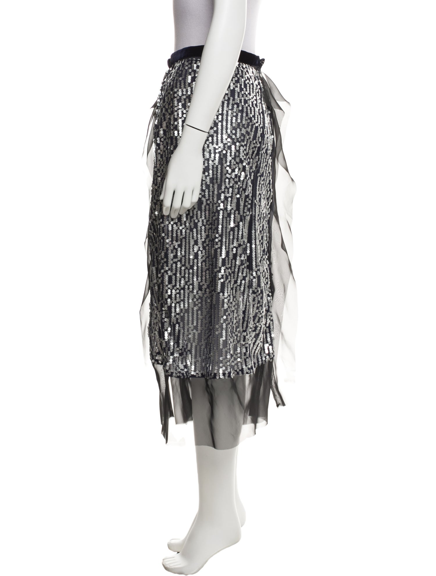 Sacai Sequin Embellishments Midi Length Skirt