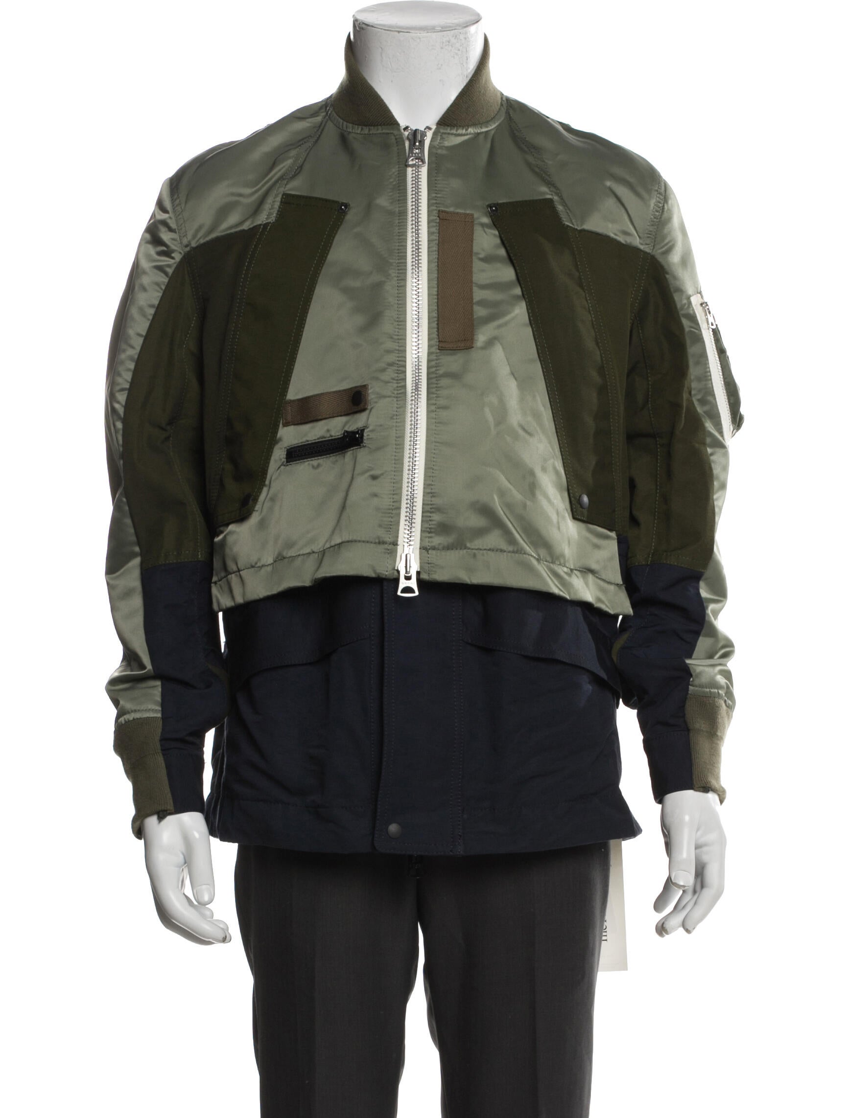 Sacai Colorblock Pattern Bomber Jacket