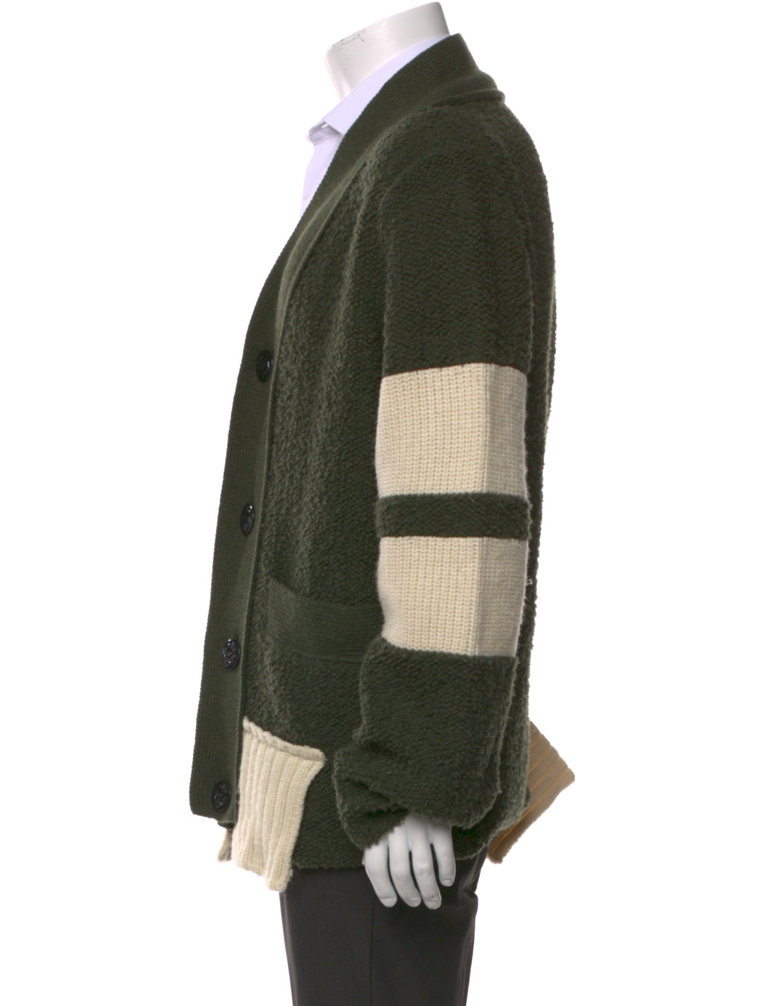 Sacai Wool Colorblock Pattern Cardigan