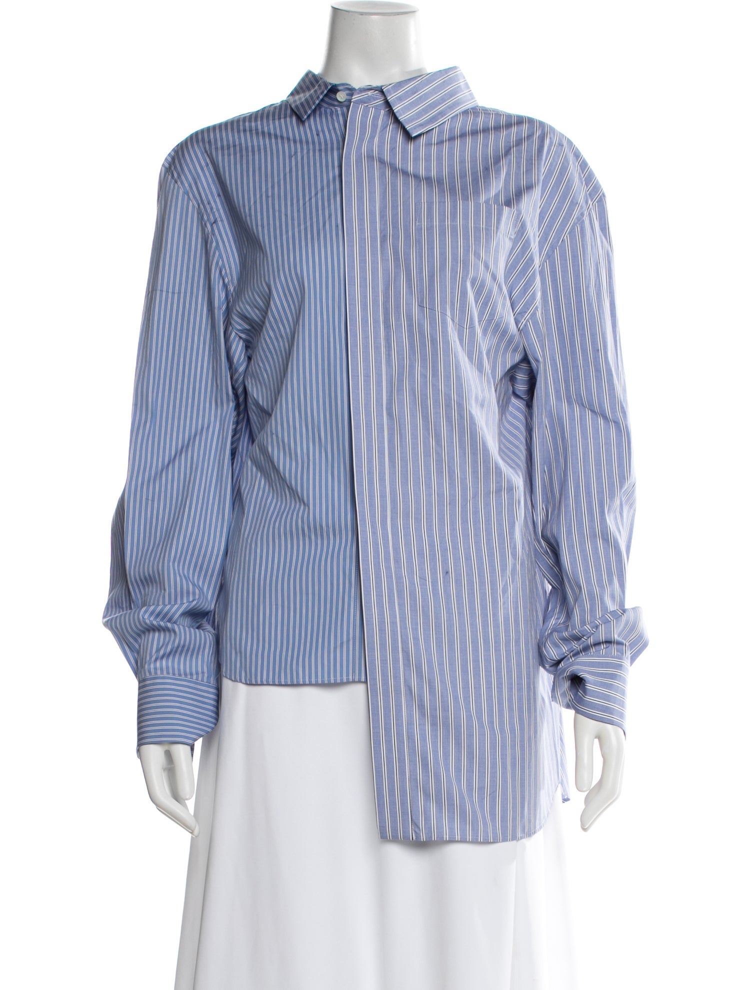 sacai トップス Sacai Striped Long Sleeve Button-Up Top w/ Tags - Blue Tops