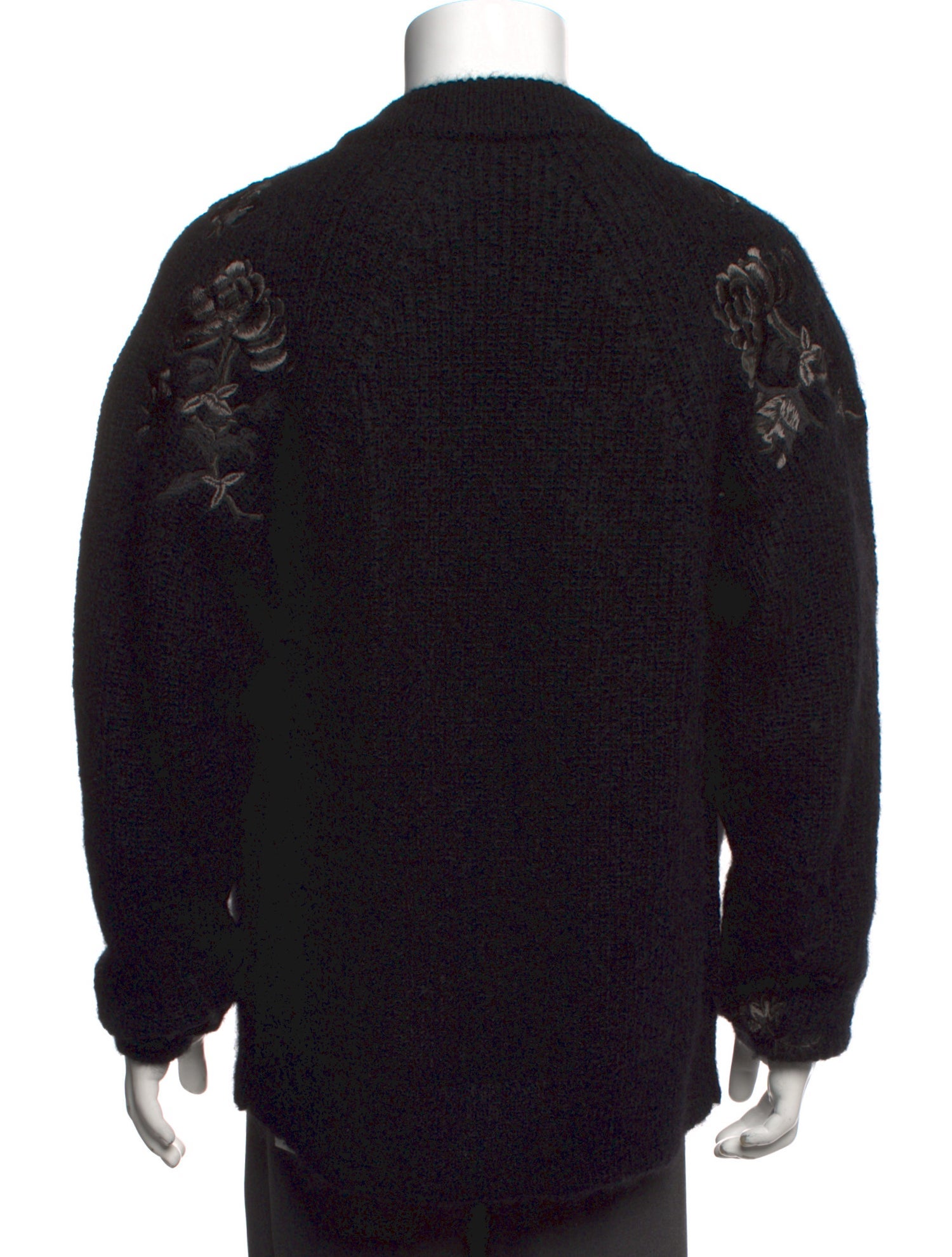 Sacai Mohair Floral Print Cardigan - Black Sweaters, Clothing