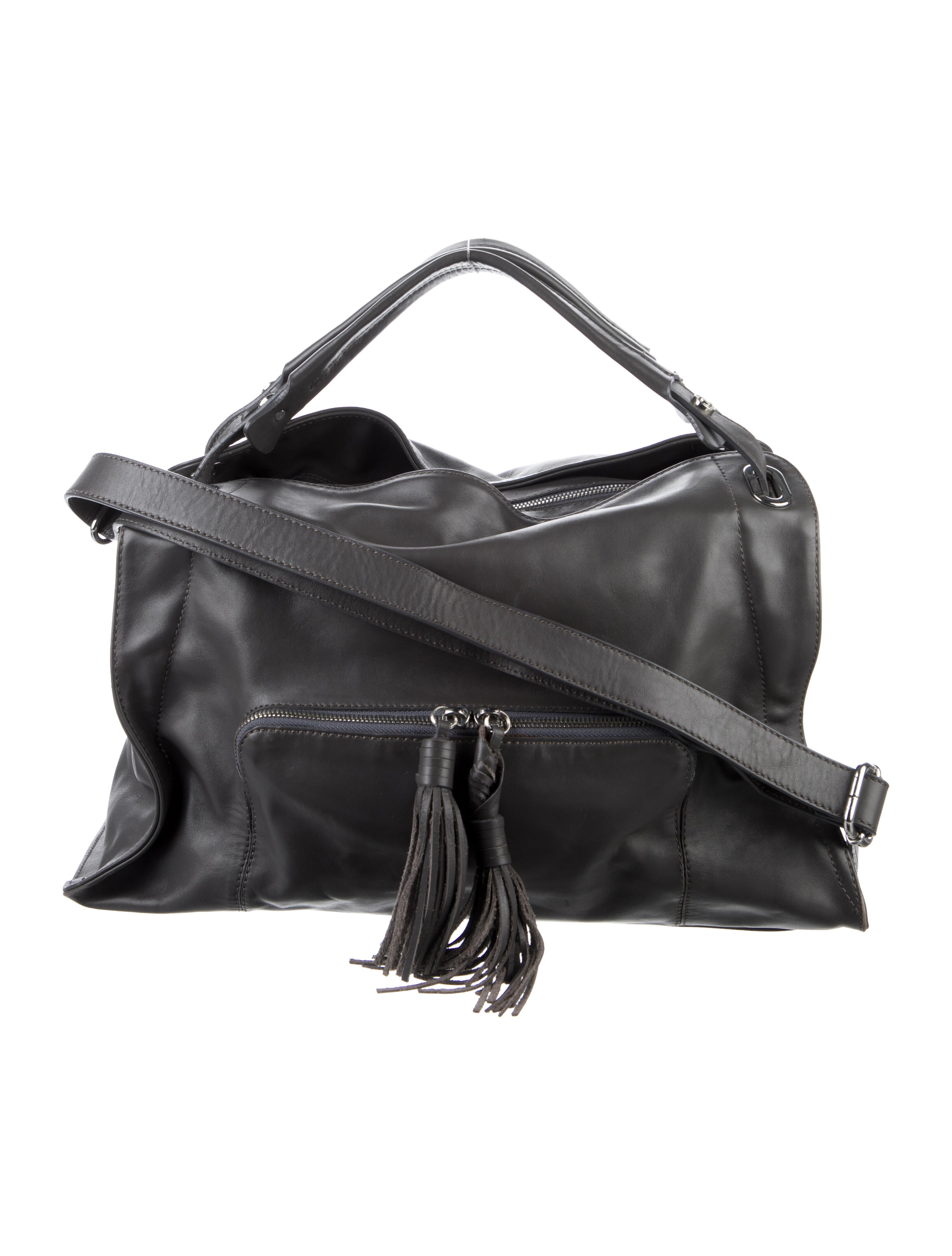 Asprey LeatherTrimmed Striped Satchel Brown Satchels, Handbags