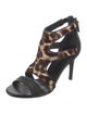 Sandro Leather Animal Print Gladiator Sandals
