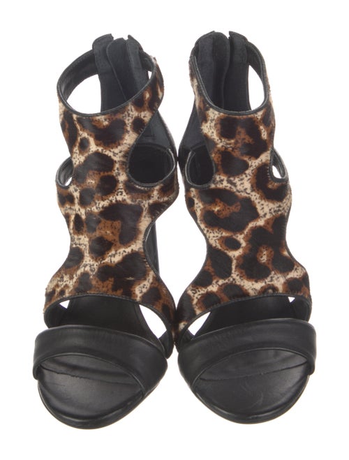 Sandro Leather Animal Print Gladiator Sandals