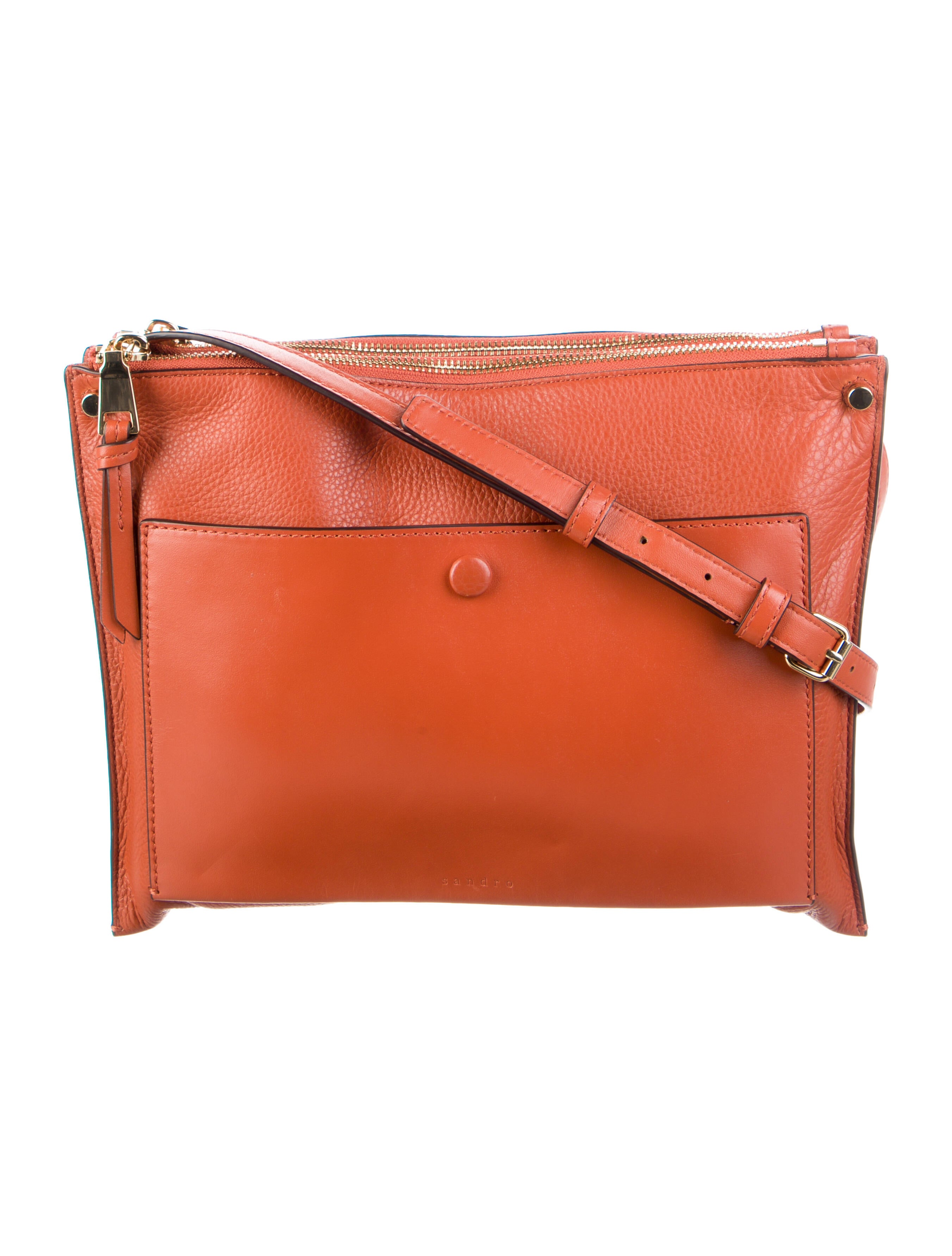 Sandro Leather Shoulder Bag Orange Shoulder Bags, Handbags