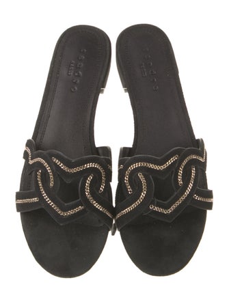 Sandro Suede Printed Slides