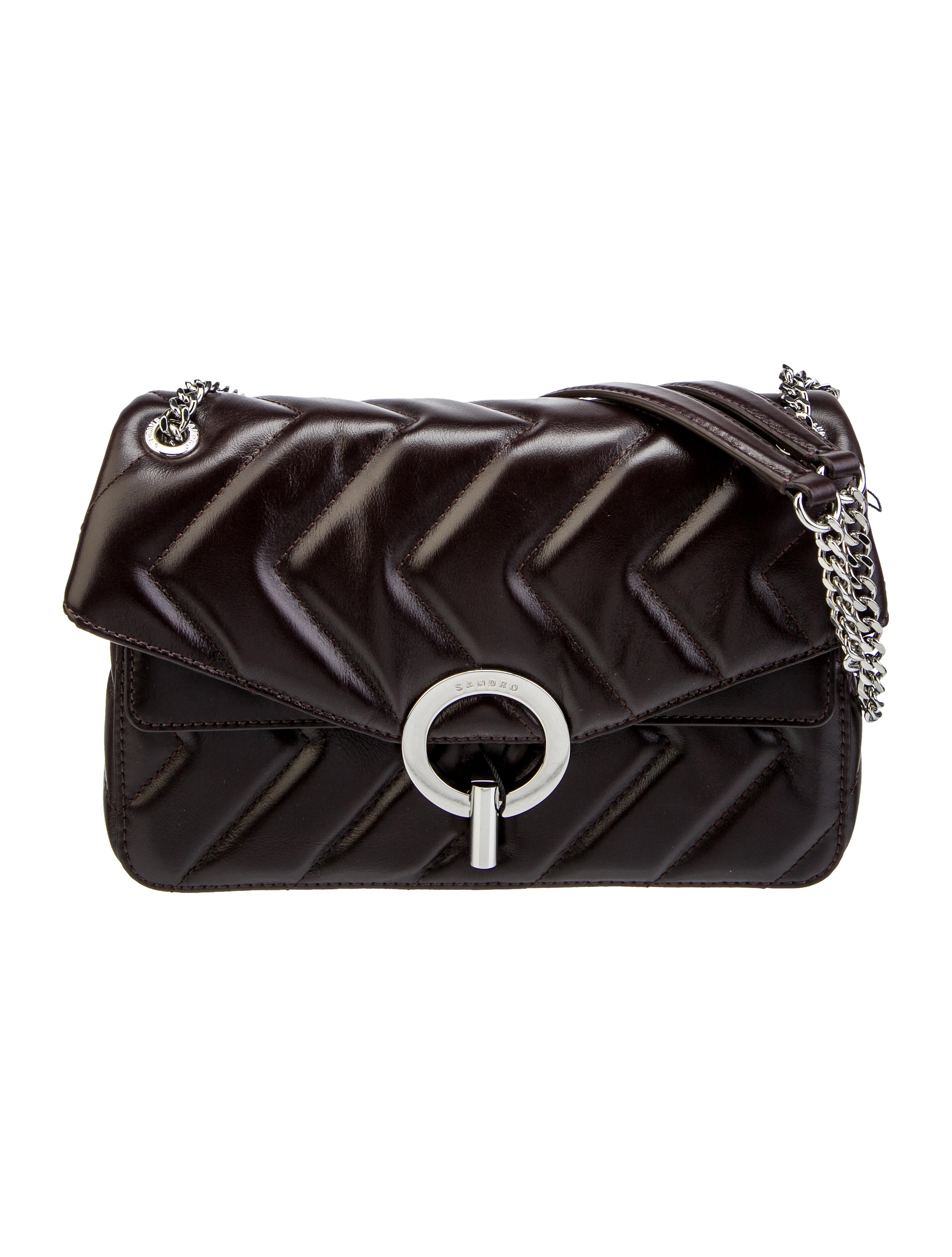 Sandro Leather ChainLink Shoulder Bag Burgundy Shoulder Bags