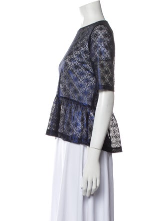 Sandro Printed Bateau Neckline Top