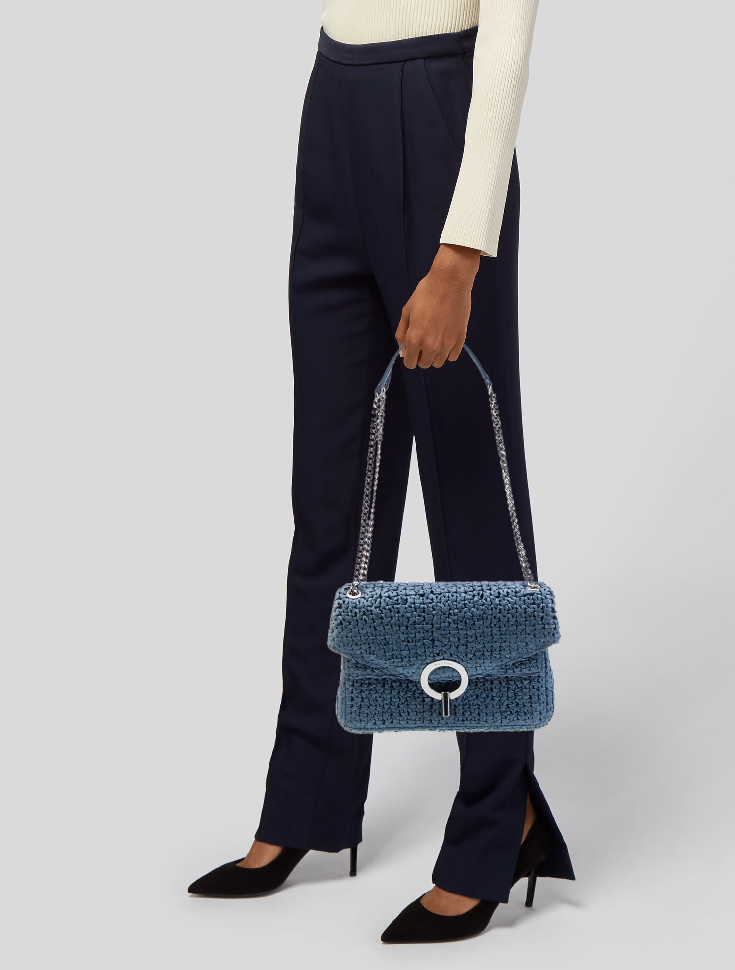 Sandro Raffia Shoulder Bag