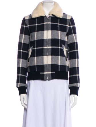 Sandro Wool Plaid Print Jacket