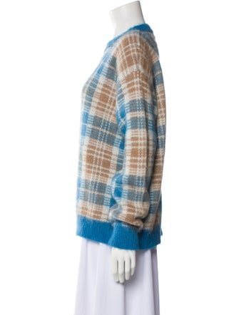 Sandro Plaid Print Crew Neck Sweater