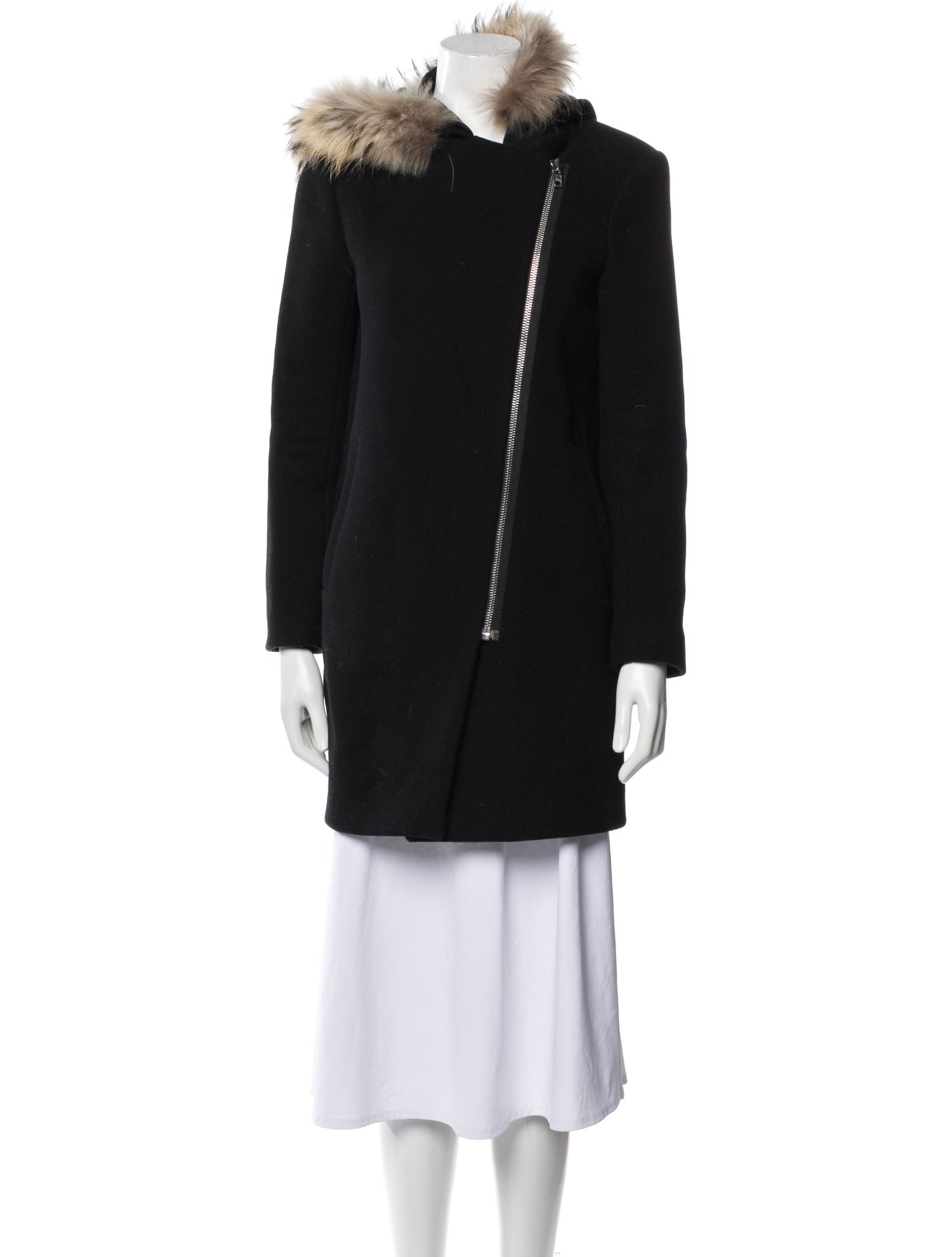 Sandro Wool Fur Coat