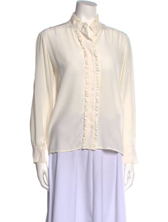 Sandro Silk Long Sleeve Button-Up Top